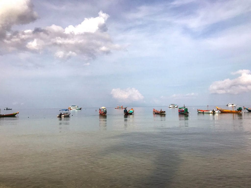 Dive boats on the beach in Koh Tao
