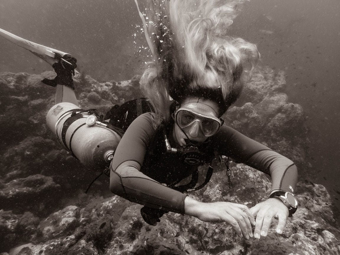 Sidemount diver in Koh Tao