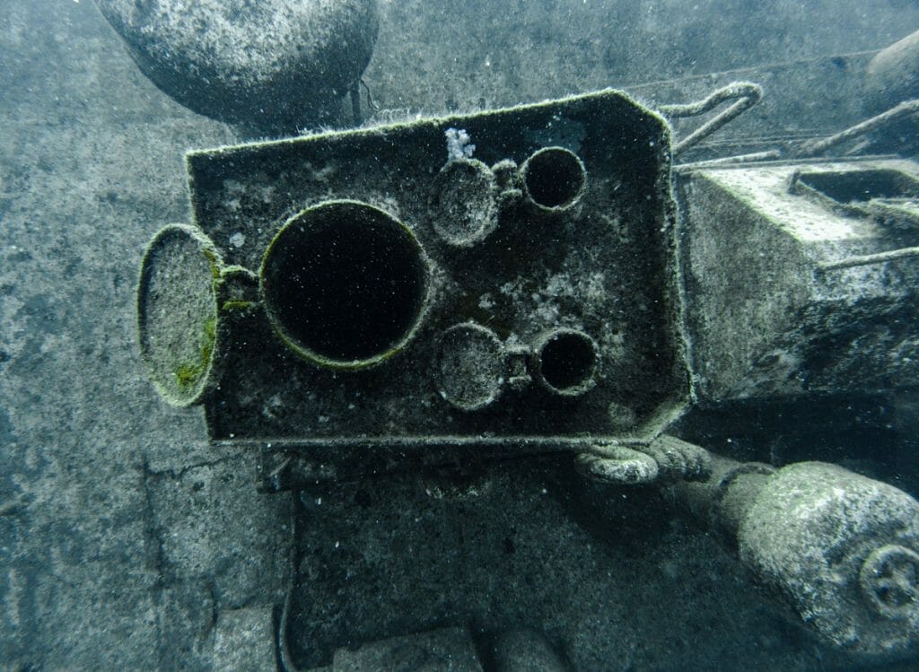detail of a wreck in Mauritius