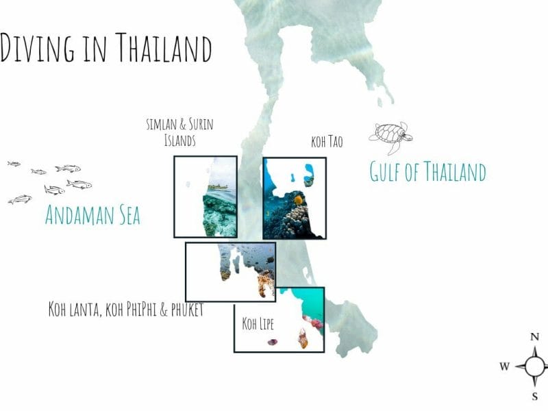 dive map for diving in thailand