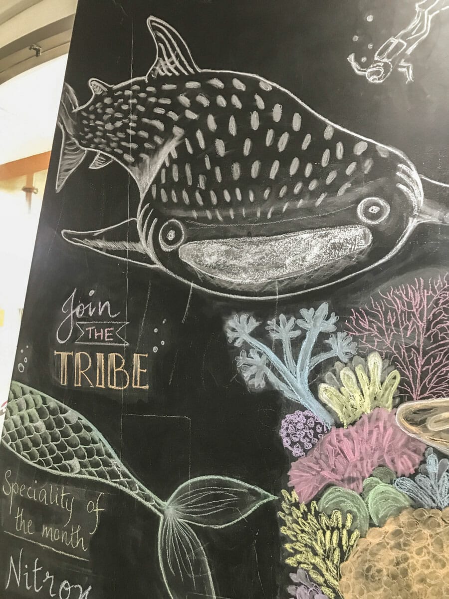 Chalkboard with whaleshark in doha