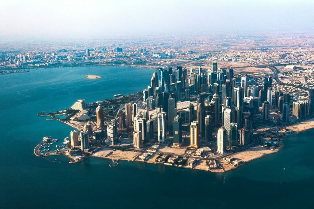 aerial view of the skyline of doha