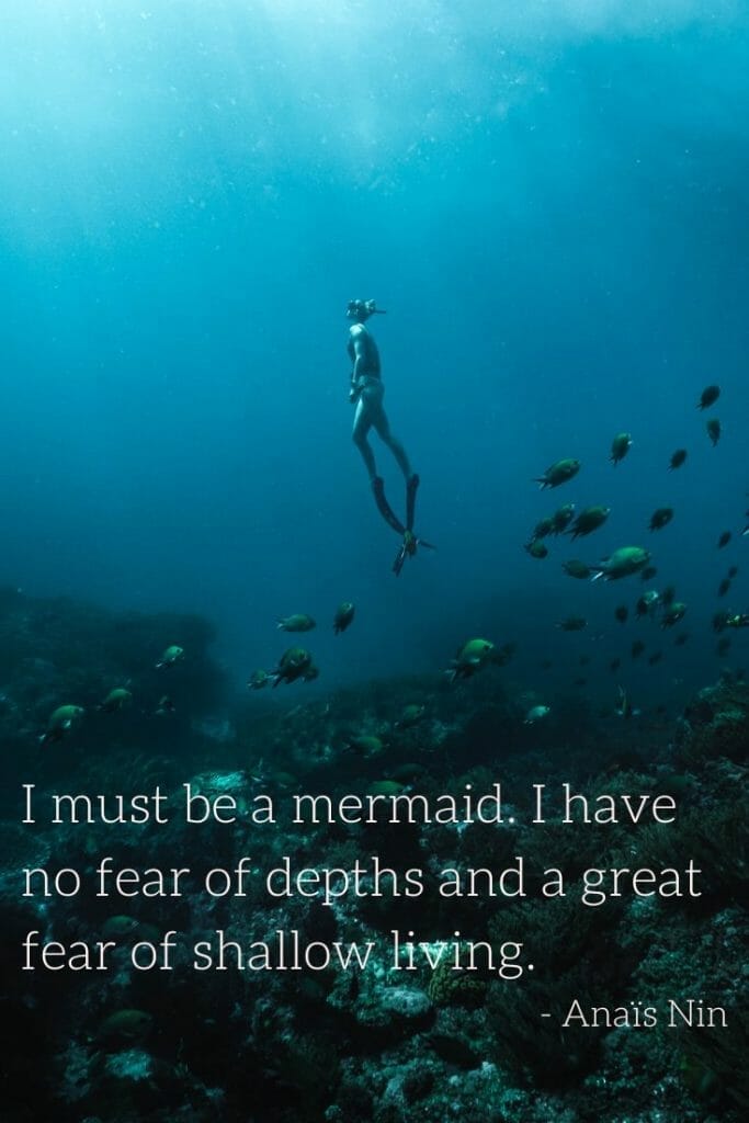 Pin with scuba diving quote