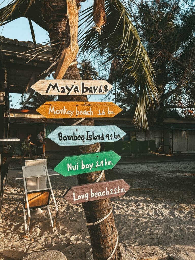 sign with directions in koh phi phi