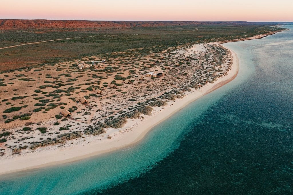 coastline at ningaloo reef aerial shot