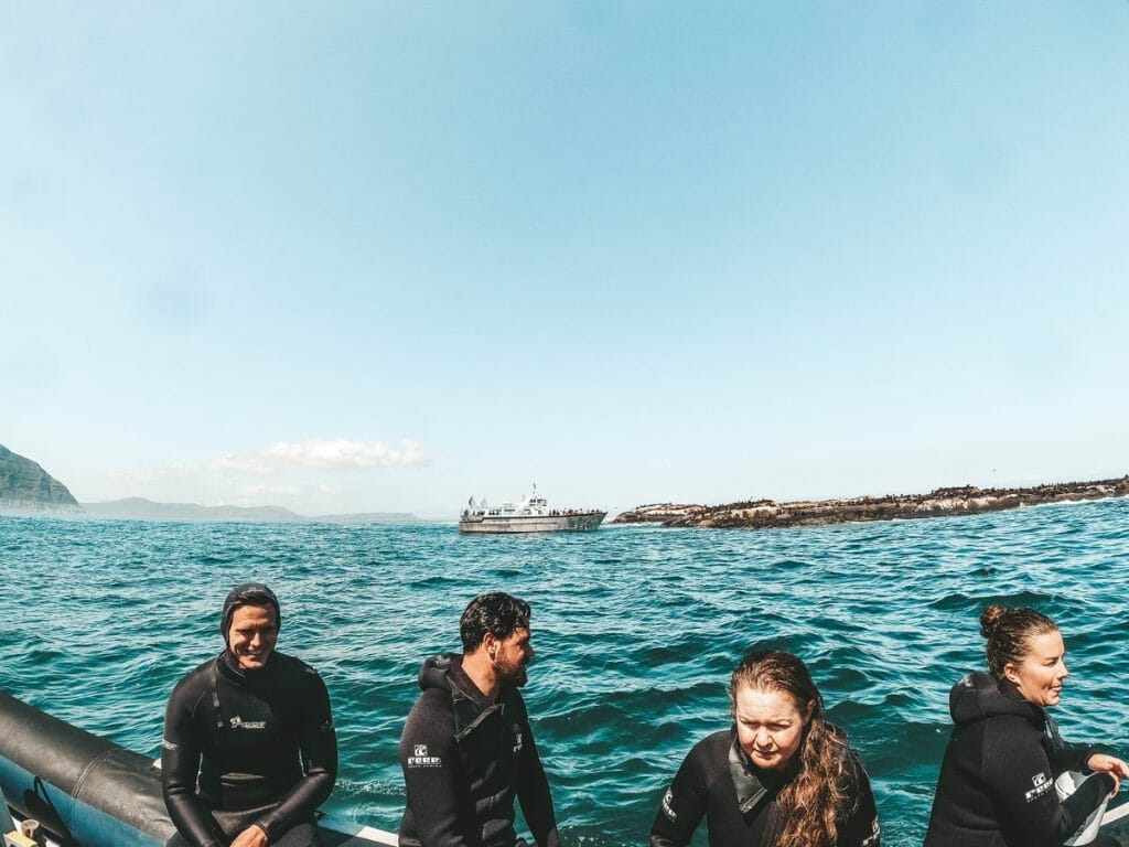 Duiker Island with snorkelers
