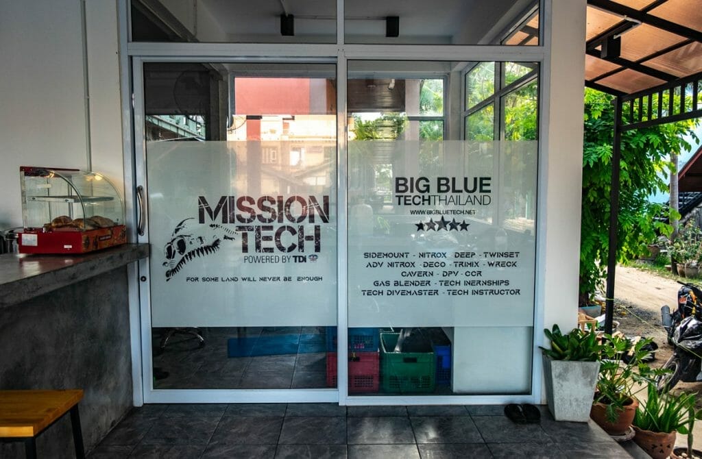 Closed doors to the technical diving department at Big Blue