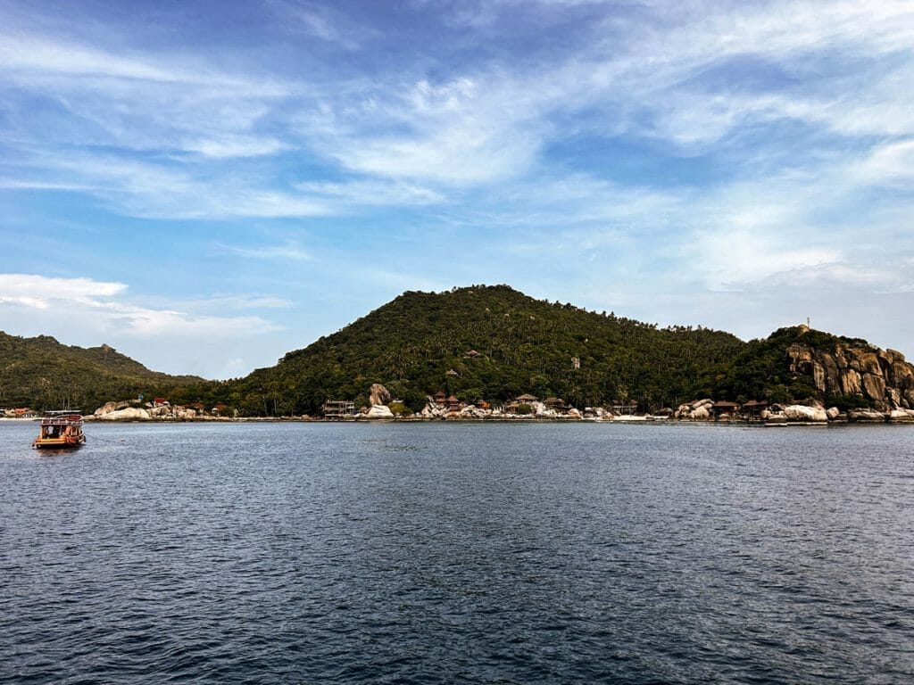 View of Koh Tao coast with various boats
