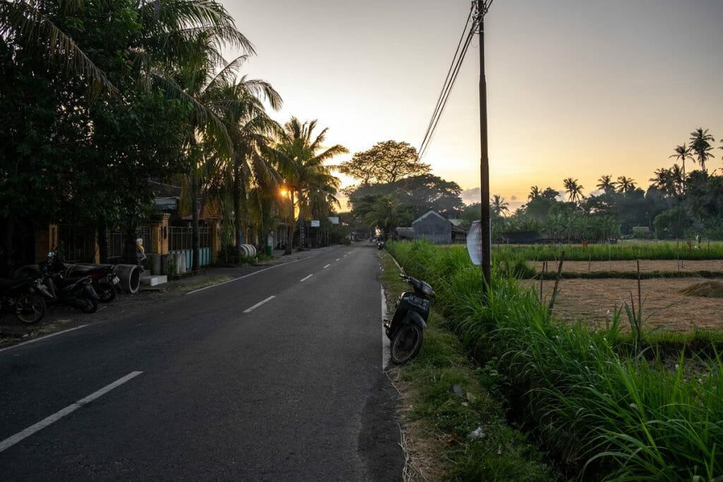 Road leading to Amed at sunrise