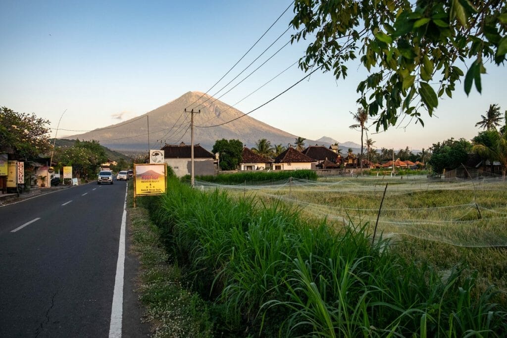 Mount Agung and rice fields