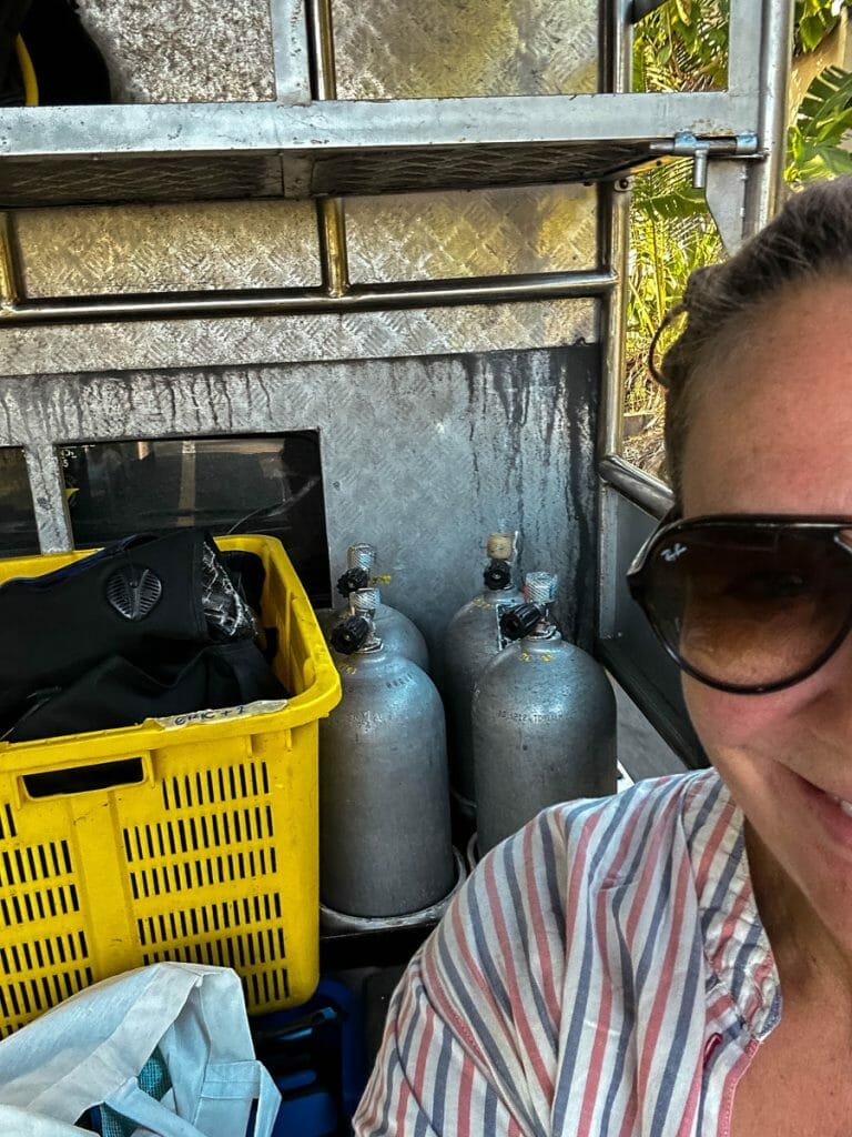 Annika Ziehen on a truck with tanks